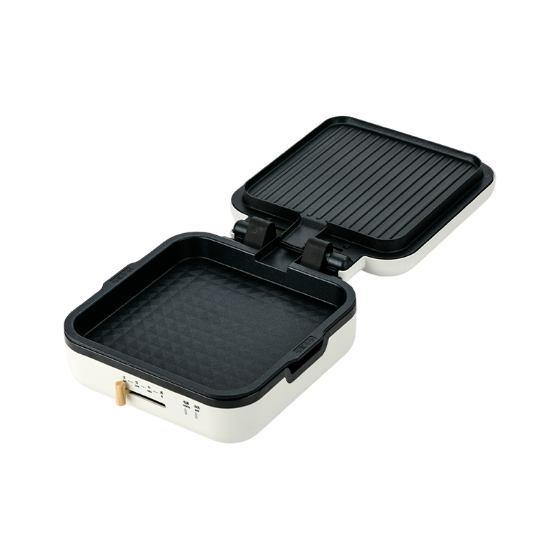 BJX-S017 24x24cm grillpan met grill (temperatuurregeling + houtnerfhandgreep)