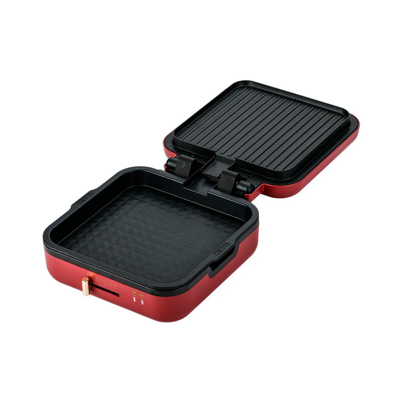 BJX-S017 24x24cm grillpan met grill (temperatuurregeling + houtnerfhandgreep)