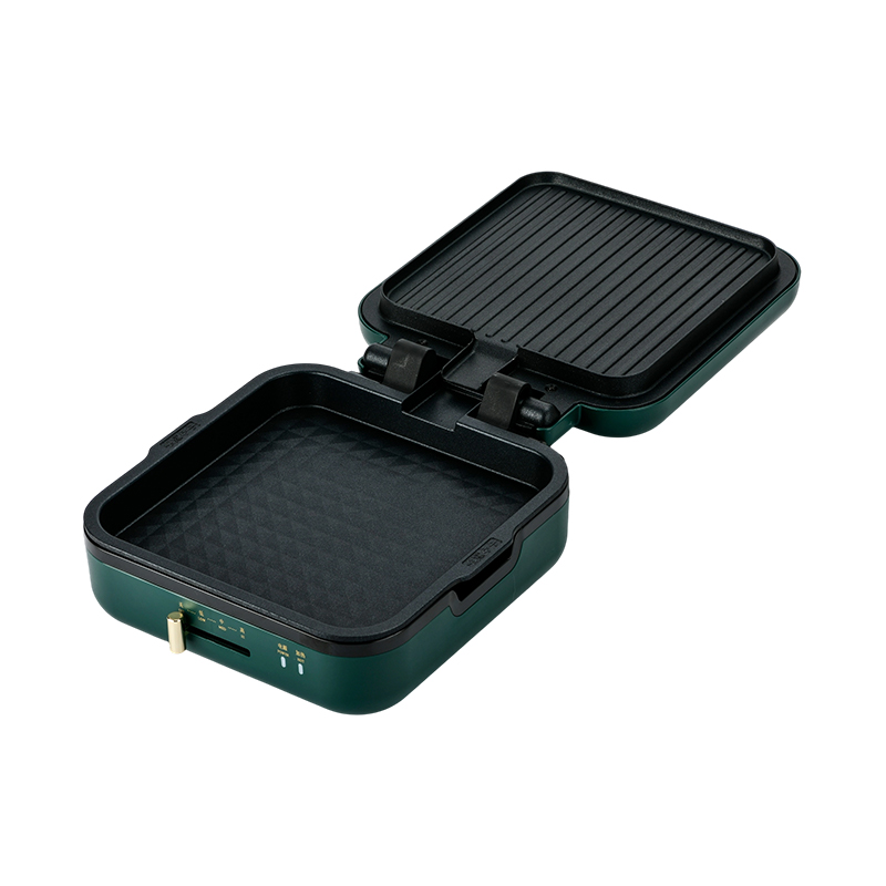BJX-S017 24x24cm grillpan met grill (temperatuurregeling + houtnerfhandgreep)