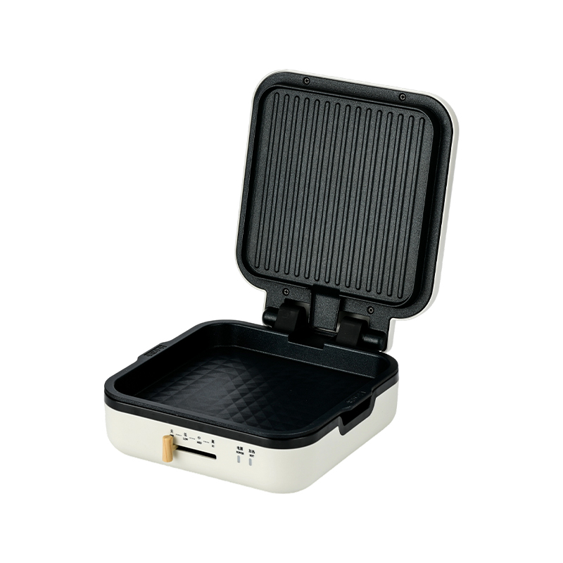 BJX-S017 24x24cm grillpan met grill (temperatuurregeling + houtnerfhandgreep)