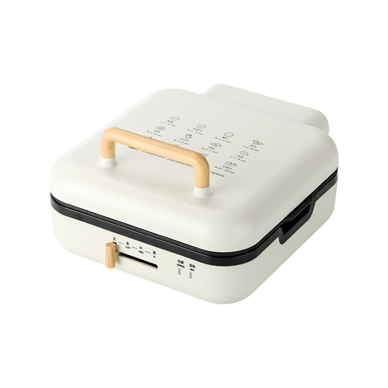 BJX-S017 24x24cm grillpan met grill (temperatuurregeling + houtnerfhandgreep)