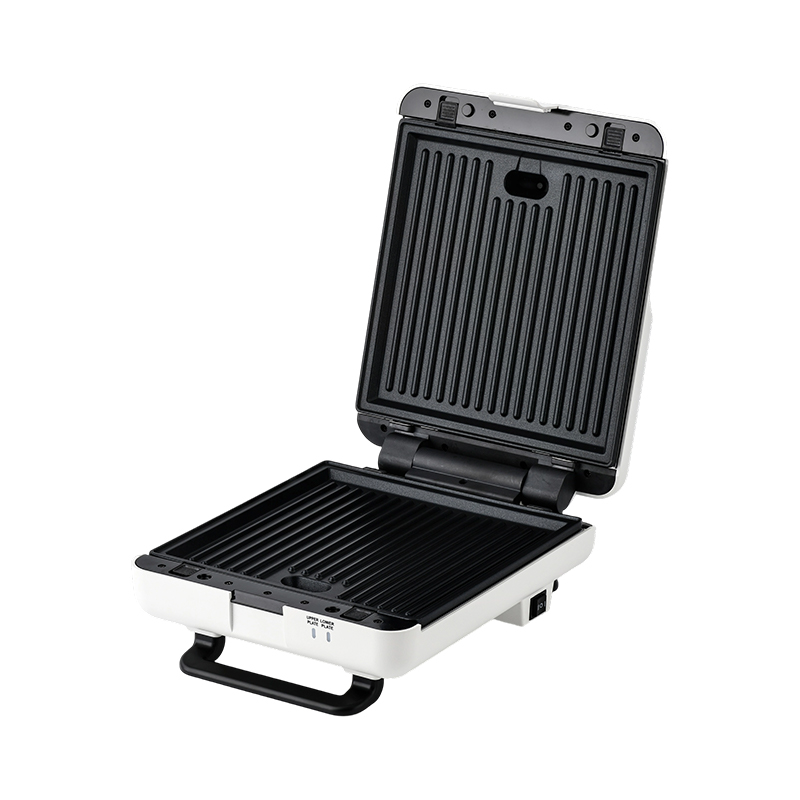 BJX-S026 4-slice 180° open grill- en tosti-ijzer met 3-niveaubediening en olielekbak